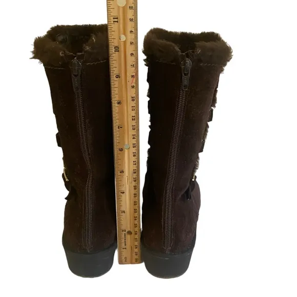 Stuart Weitzman Fur Trim Brown Suede Boots Size 8