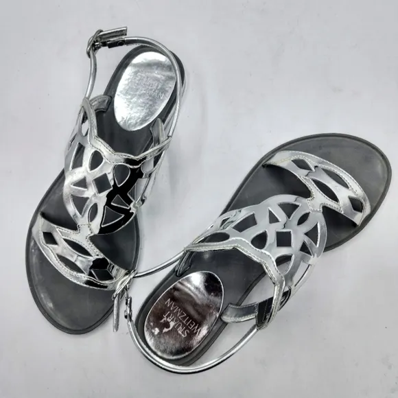 STUART WEITZMAN Gelfisher Laser-Cut Jelly Sandals In Graphite Size 8