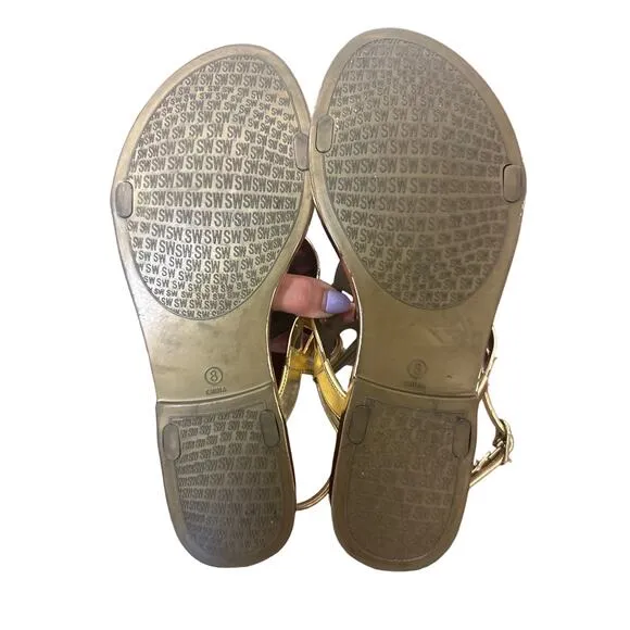 Stuart Weitzman Gelfisher Women Gold Sandals Size 8