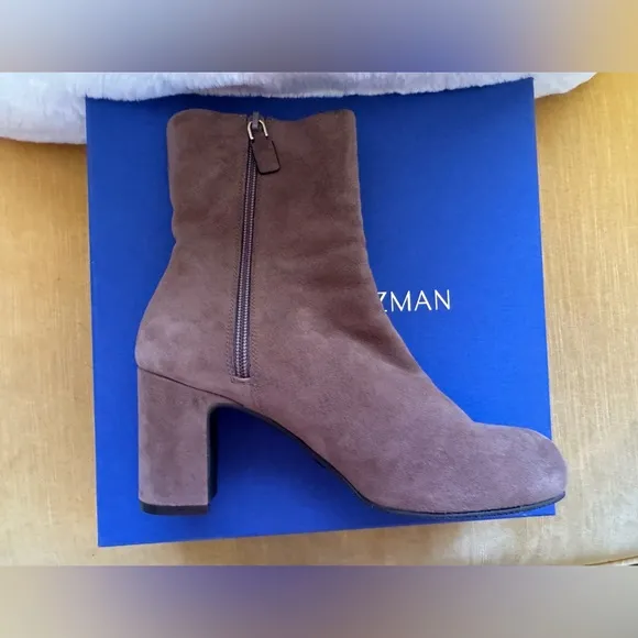 Stuart Weitzman Gianella Yuliana Taupe Tan Brown Suede Bootie Boots *  38.5 8