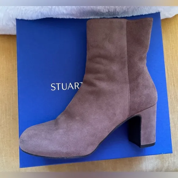 Stuart Weitzman Gianella Yuliana Taupe Tan Brown Suede Bootie Boots *  38.5 8