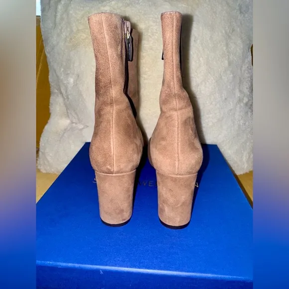 Stuart Weitzman Gianella Yuliana Taupe Tan Brown Suede Bootie Boots *  38.5 8