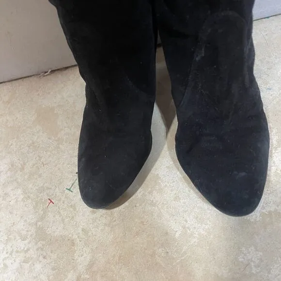 Stuart Weitzman Highland Boots Women 8 Black Suede Over The Knee Thigh High