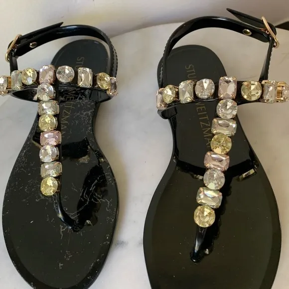 STUART WEITZMAN JAIDE GEM WOMANS  Black SANDALS NWT Size 5