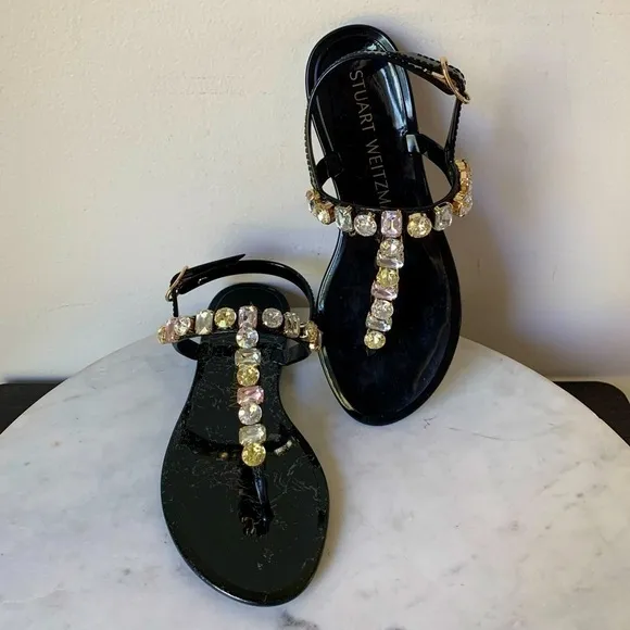 STUART WEITZMAN JAIDE GEM WOMANS  Black SANDALS NWT Size 5