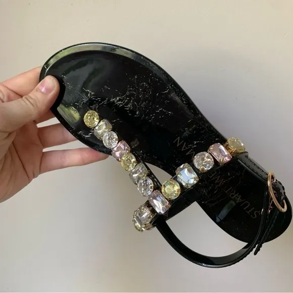 STUART WEITZMAN JAIDE GEM WOMANS  Black SANDALS NWT Size 5