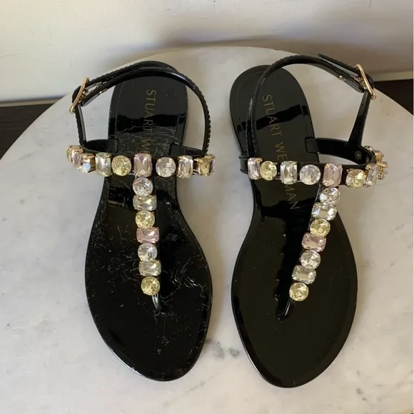 STUART WEITZMAN JAIDE GEM WOMANS  Black SANDALS NWT Size 5