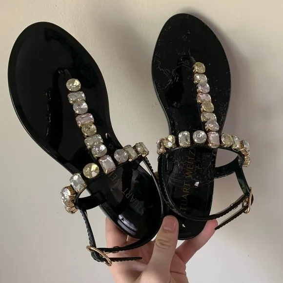 STUART WEITZMAN JAIDE GEM WOMANS  Black SANDALS NWT Size 5