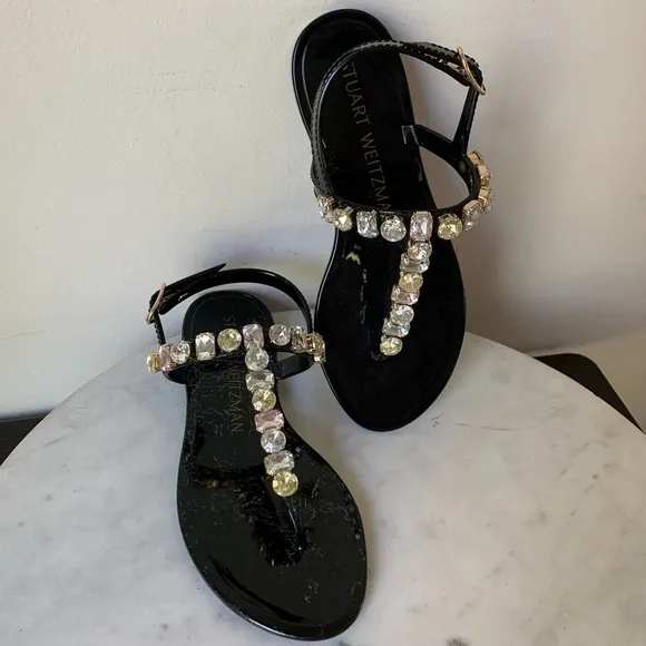 STUART WEITZMAN JAIDE GEM WOMANS  Black SANDALS NWT Size 5