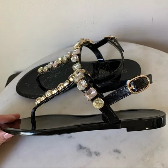 STUART WEITZMAN JAIDE GEM WOMANS  Black SANDALS NWT Size 5