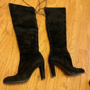 Stuart Weitzman Lace Me Up Suede Over The Knee Boots