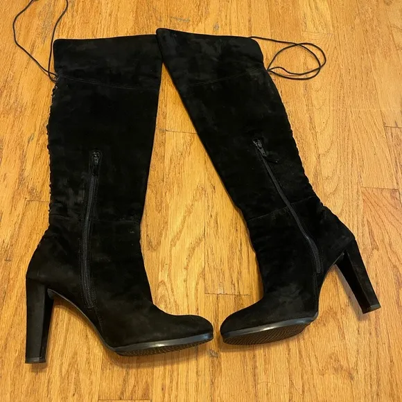 Stuart Weitzman Lace Me Up Suede Over The Knee Boots
