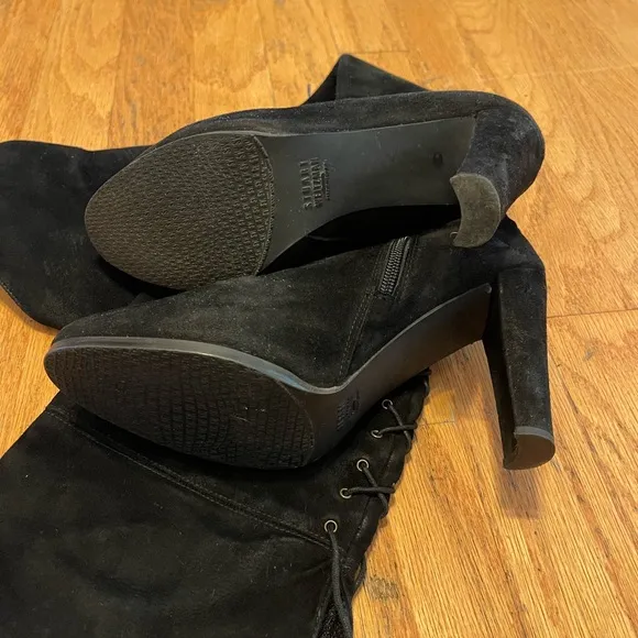 Stuart Weitzman Lace Me Up Suede Over The Knee Boots