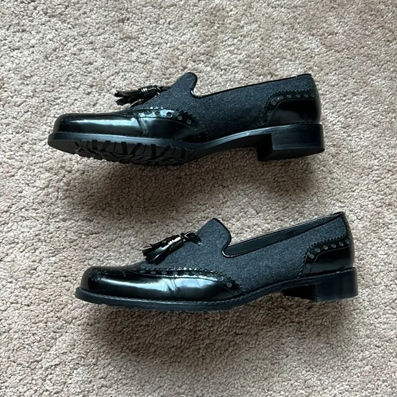 Stuart Weitzman Leather and Wool Loafers