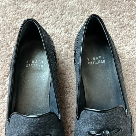 Stuart Weitzman Leather and Wool Loafers
