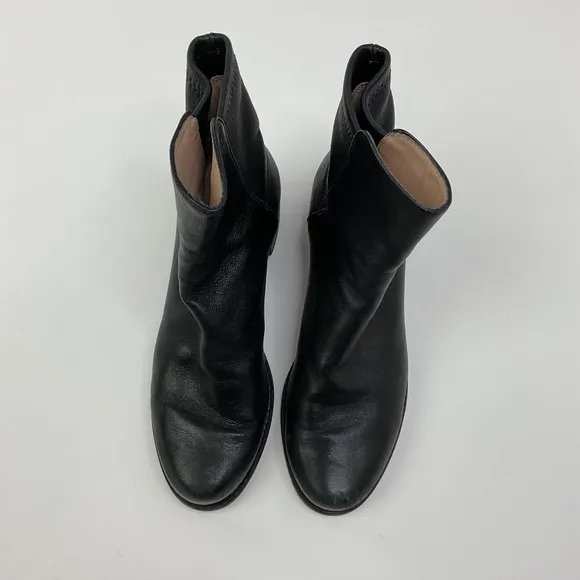 Stuart Weitzman Leather Ankle Boots Block Heel Black Booties Classic 5.5