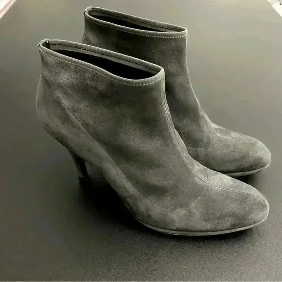 Stuart Weitzman Leather Suede Stretch Sock Booties Office Siren Heel Boots