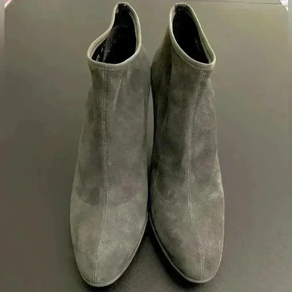 Stuart Weitzman Leather Suede Stretch Sock Booties Office Siren Heel Boots