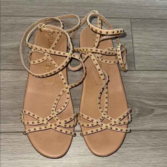 Stuart Weitzman Leya Bead Flat Sandals sz