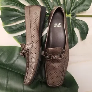 Stuart Weitzman Metallic Perforated Loafer 7.5