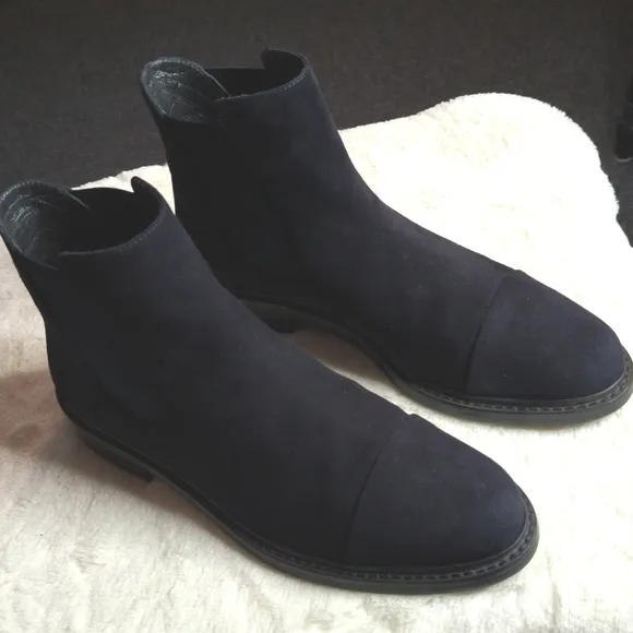 Stuart Weitzman Navy Suede Ankle Boots