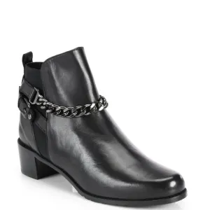 STUART WEITZMAN Onthestreet Leather Chainlink Ankle Boots Black