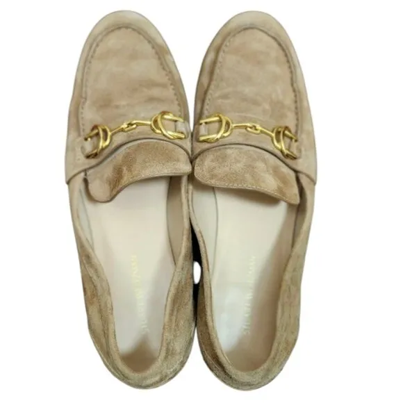 STUART WEITZMAN Owen buckle-embellished suede loafers Women's Size 6