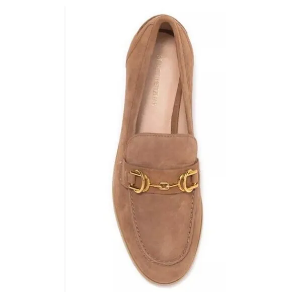 STUART WEITZMAN Owen buckle-embellished suede loafers Women's Size 6