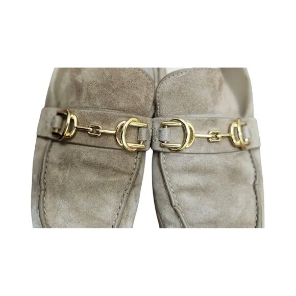 STUART WEITZMAN Owen buckle-embellished suede loafers Women's Size 6