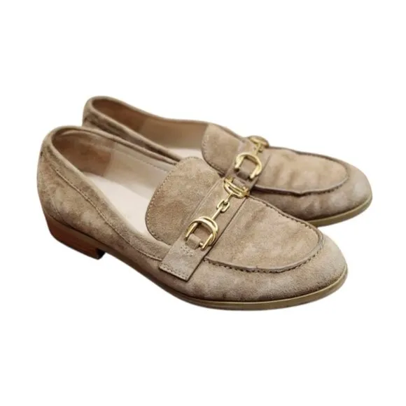 STUART WEITZMAN Owen buckle-embellished suede loafers Women's Size 6