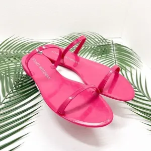 Stuart Weitzman Sawyer Orchid Pink Rubber Strappy Flat Slide Sandals Size 9B NWB