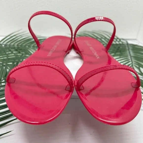 Stuart Weitzman Sawyer Orchid Pink Rubber Strappy Flat Slide Sandals Size 9B NWB