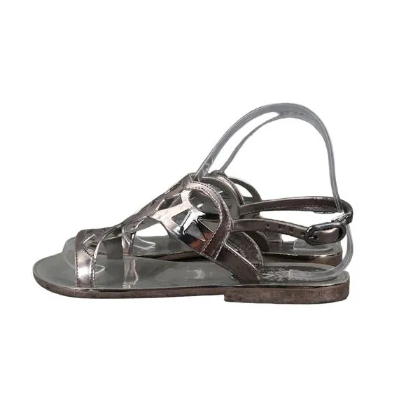 Stuart Weitzman Shoes Womens 6 Sandals Gelfisher Fashion Metallic Slingback Flat
