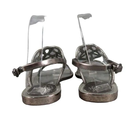 Stuart Weitzman Shoes Womens 6 Sandals Gelfisher Fashion Metallic Slingback Flat