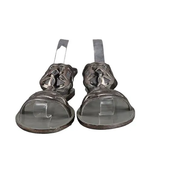Stuart Weitzman Shoes Womens 6 Sandals Gelfisher Fashion Metallic Slingback Flat