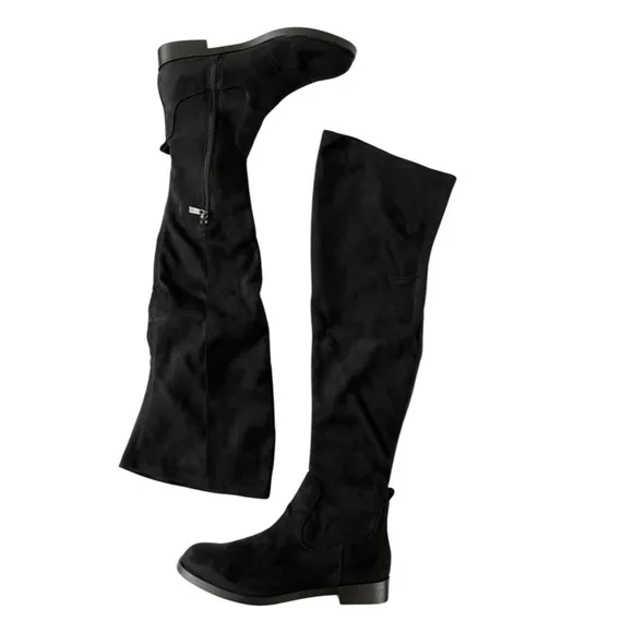 Stuart Weitzman Suede Genna 25 Over the Knee City Boot Size 6.5 Black Pull On