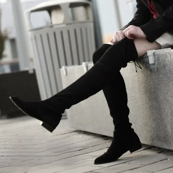 Stuart Weitzman Suede Genna 25 Over the Knee City Boot Size 6.5 Black Pull On