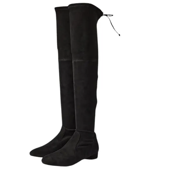 Stuart Weitzman Suede Genna 25 Over the Knee City Boot Size 6.5 Black Pull On