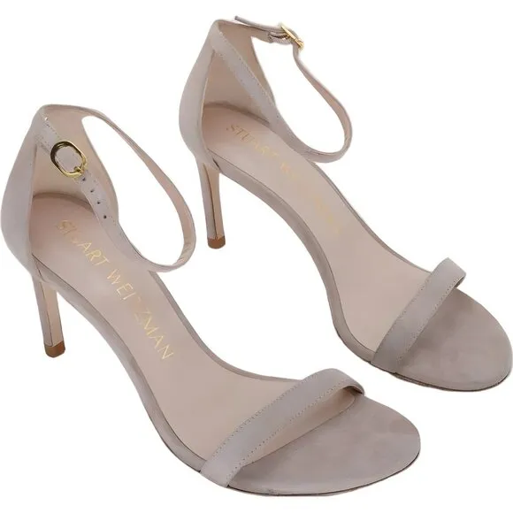 Stuart Weitzman Suede Sandal Beige Women's 8.5 C EU 39