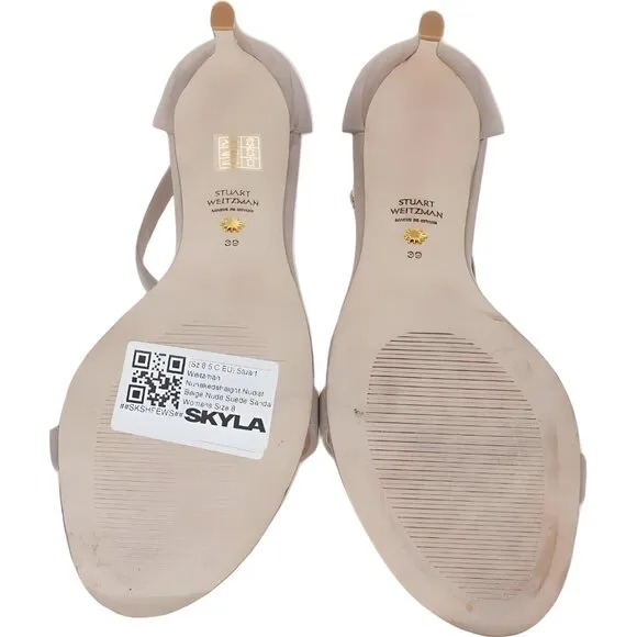 Stuart Weitzman Suede Sandal Beige Women's 8.5 C EU 39