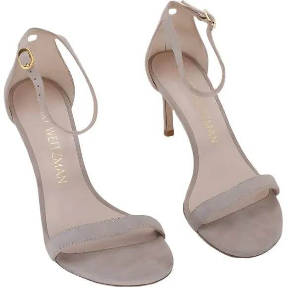 Stuart Weitzman Suede Sandal Beige Women's 8.5 C EU 39