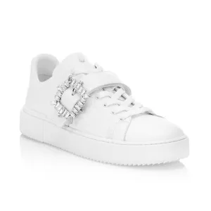 STUART WEITZMAN SW SHINE BUCKLE SNEAKER women 10B eu 40.5 white rhinestones