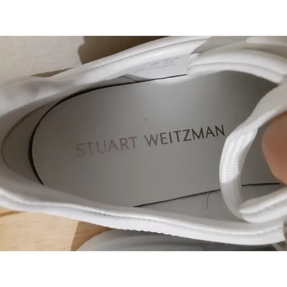 STUART WEITZMAN SW SHINE BUCKLE SNEAKER women 10B eu 40.5 white rhinestones