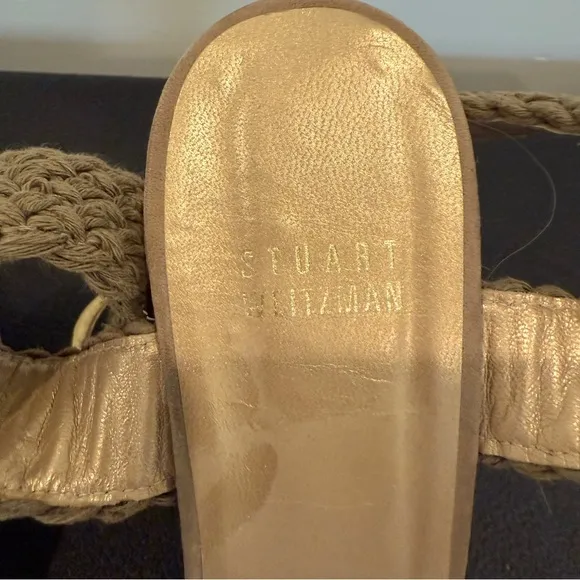 Stuart Weitzman Tan Woven Wedge Sandals