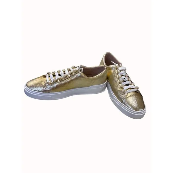 Stuart Weitzman Women’s Gold Shimmer Shoe/Sneakers Sz 9.5 SKU 5033