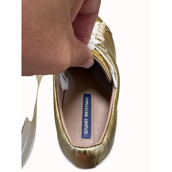 Stuart Weitzman Women’s Gold Shimmer Shoe/Sneakers Sz 9.5 SKU 5033