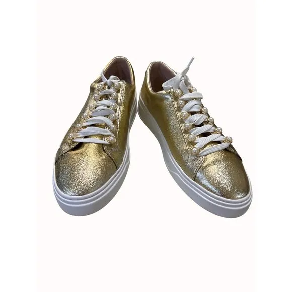 Stuart Weitzman Women’s Gold Shimmer Shoe/Sneakers Sz 9.5 SKU 5033