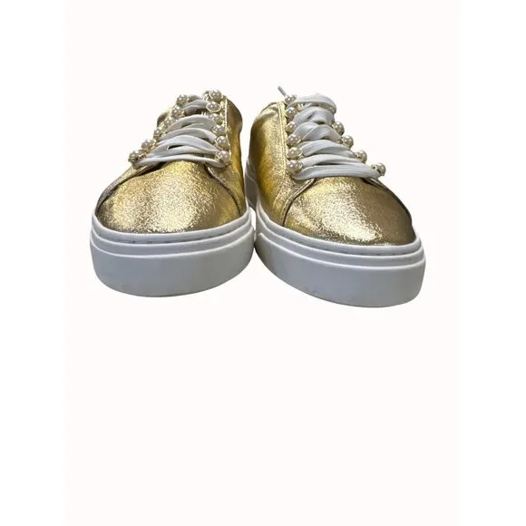 Stuart Weitzman Women’s Gold Shimmer Shoe/Sneakers Sz 9.5 SKU 5033