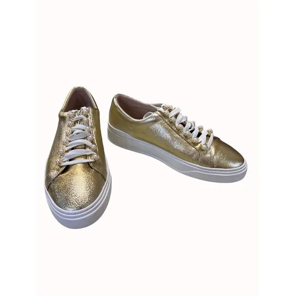 Stuart Weitzman Women’s Gold Shimmer Shoe/Sneakers Sz 9.5 SKU 5033