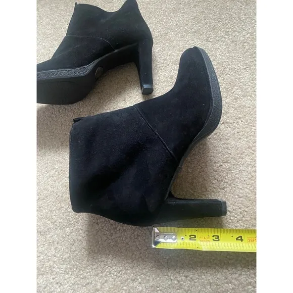 Stuart Weitzman Womens Honcho Black Suede Platform Ankle Booties Size 6 LIKE NEW